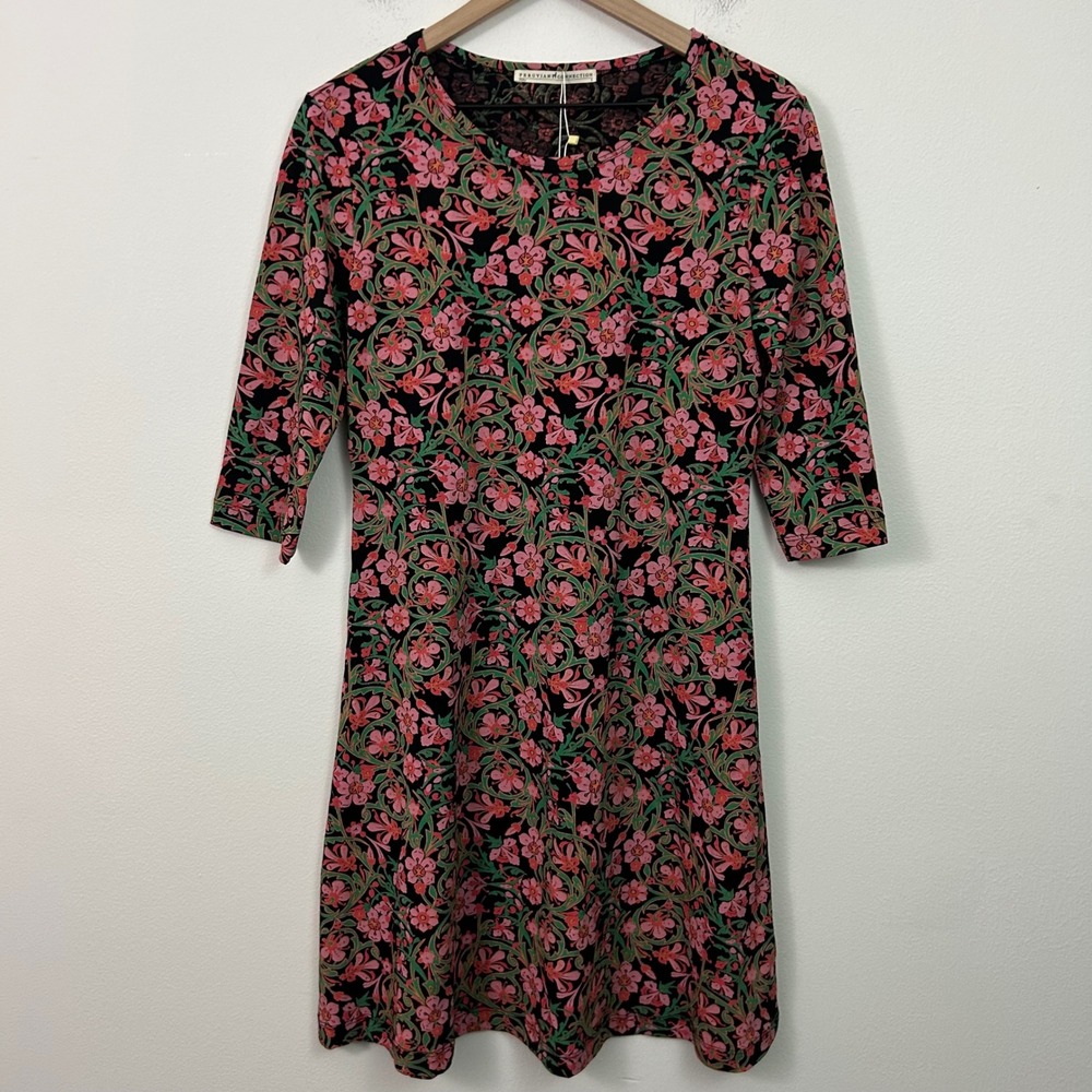 Peruvian Connection Dress Starflower 3/4 Sleeve Cotton Floral Size Small